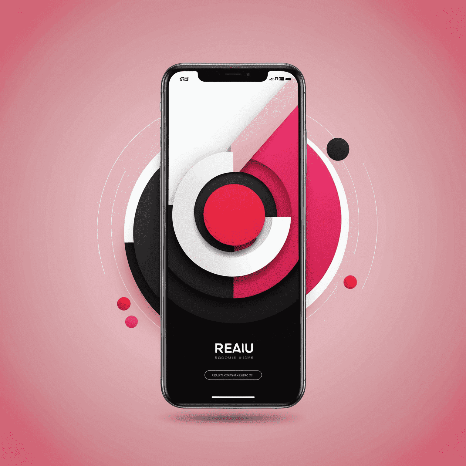 شعار rechallu_com يعرض تصميمًا حديثًا يجمع بين الأحمر والوردي والأسود والأبيض، ويشير إلى حلول واجهة الهاتف